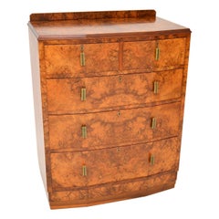 Antique 1920s Art Deco Burr Walnut Chest of Drawers