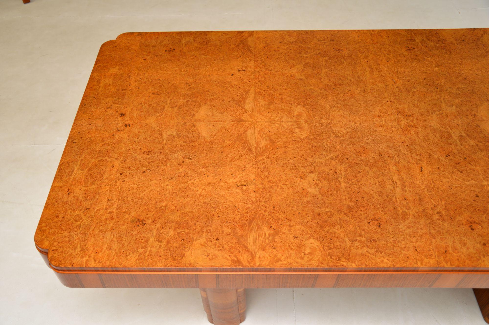 Mid-20th Century 1930s Art Deco Burr Walnut Cloud Back Dining Table & Chairs For Sale