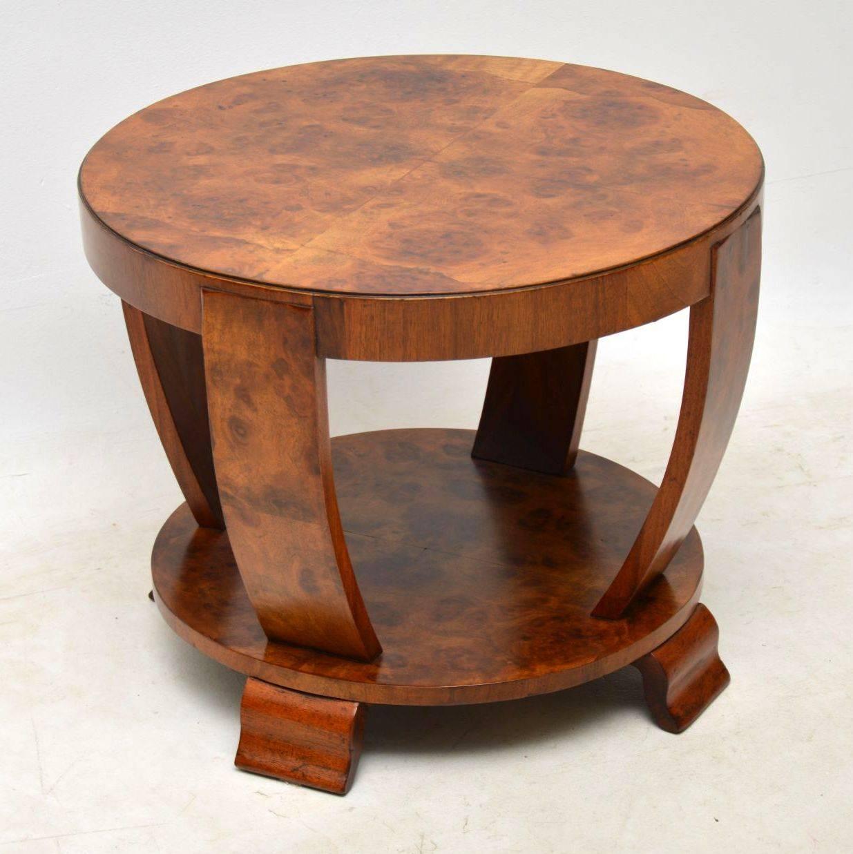 English 1920s Art Deco Burr Walnut Coffee Table