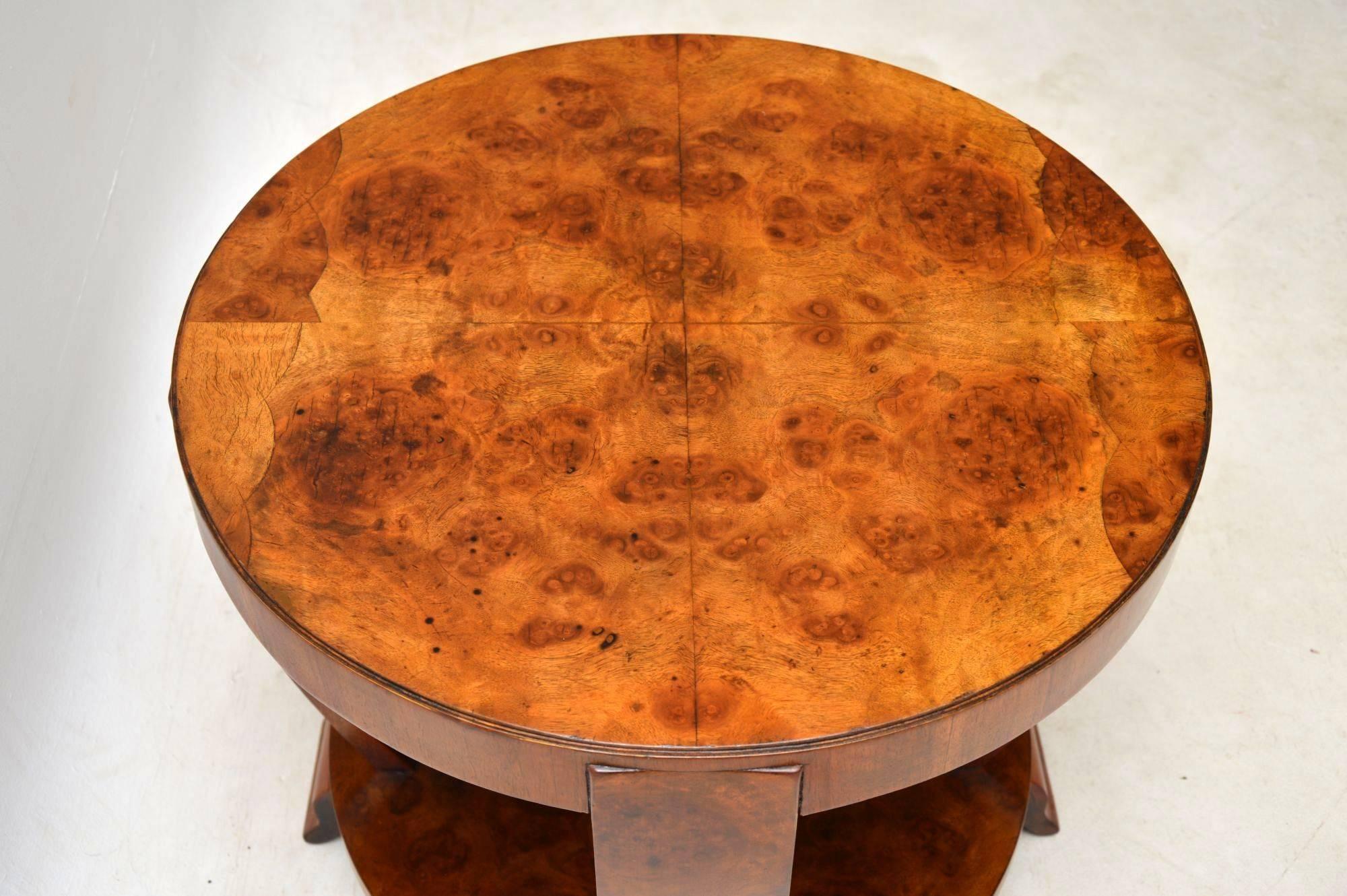 1920s Art Deco Burr Walnut Coffee Table 1