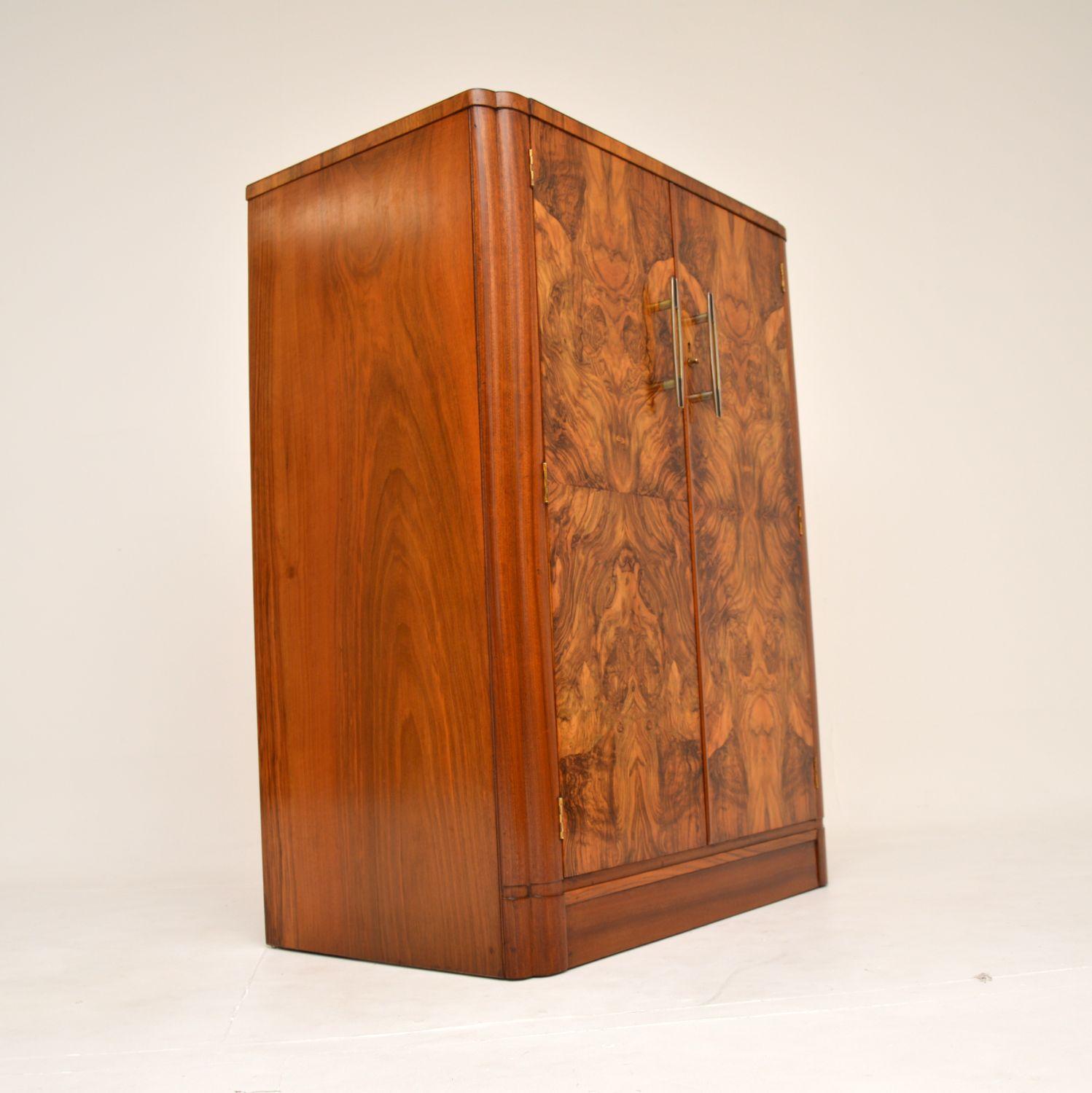 British 1920’s Art Deco Burr Walnut Compactum Wardrobe