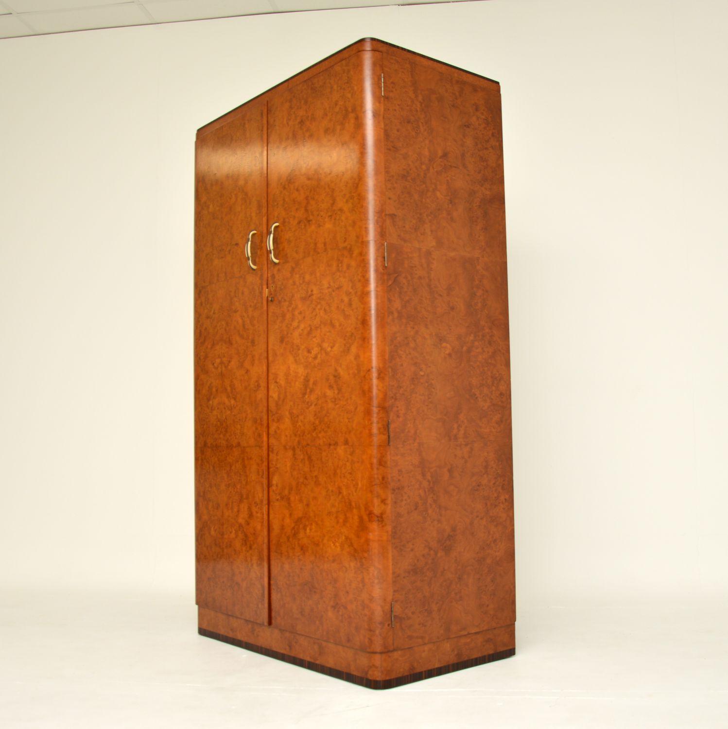 1920's Art Deco Burr Walnut Compactum Wardrobe In Good Condition In London, GB