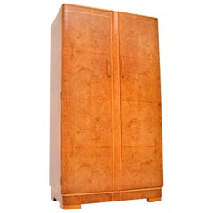 Antique 1920s Art Deco Burr Walnut Compactum Wardrobe