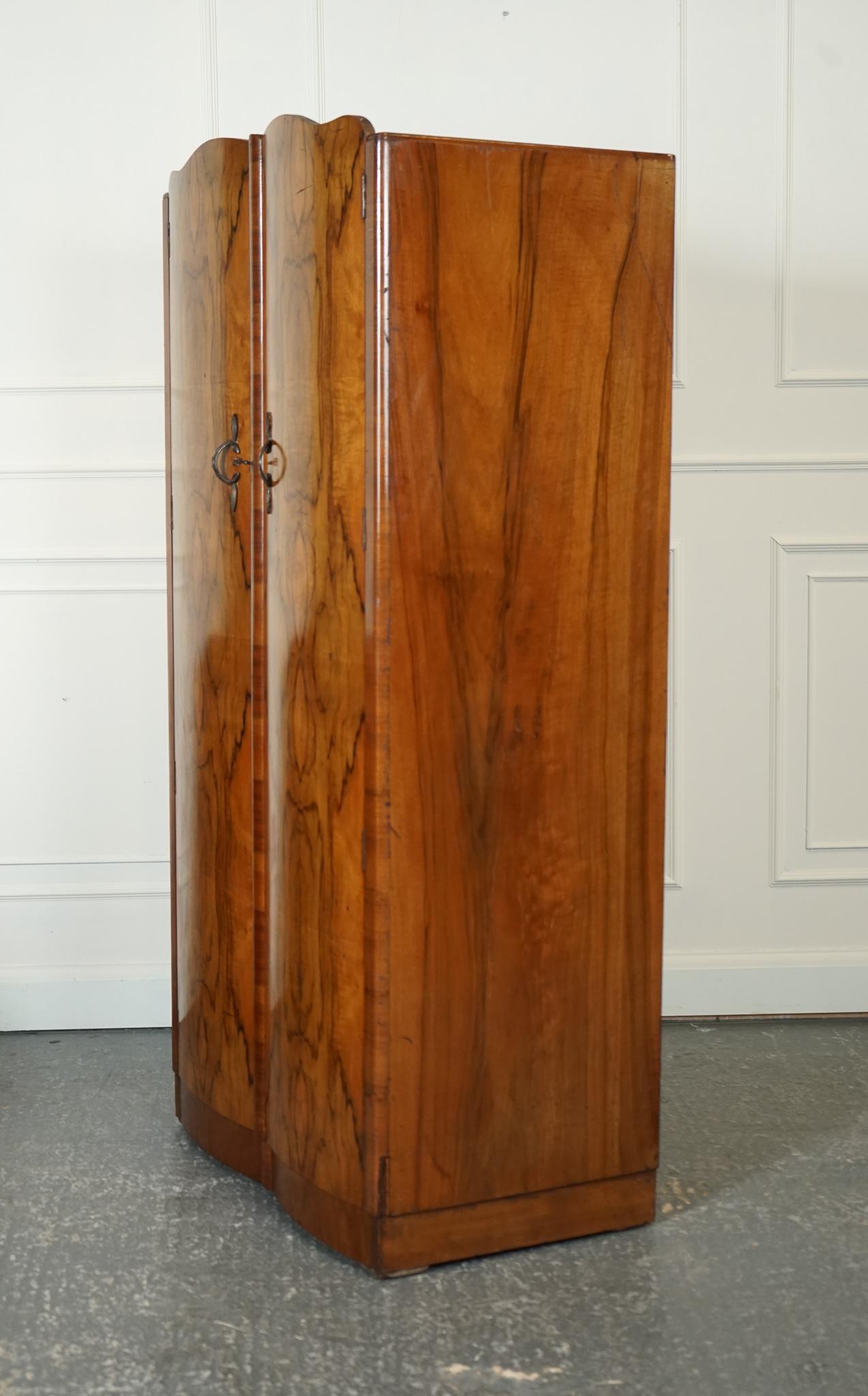 1920er ART DECO BURR WALNUT DOUBLE WARDROBE J1 2