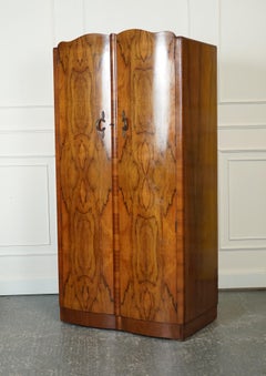 1920's ART DECO BURR WALNUT DOUBLE WARDROBE J1
