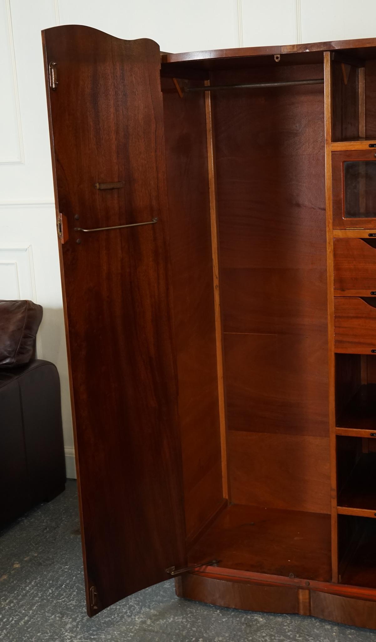 Walnut 1920's ART DECO BURR WALNUT DOUBLE WARDROBE J1