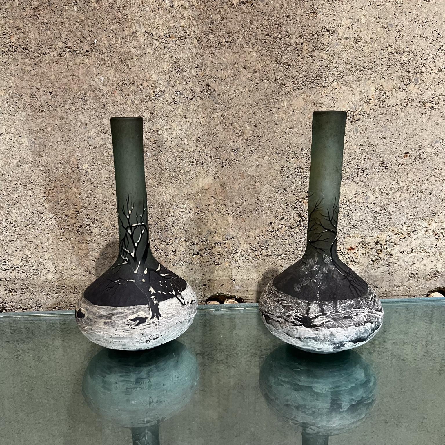 Vases d'art en verre camée Art déco des années 1920 par Andre Delatte Nancy, France Bon état à Chula Vista, CA