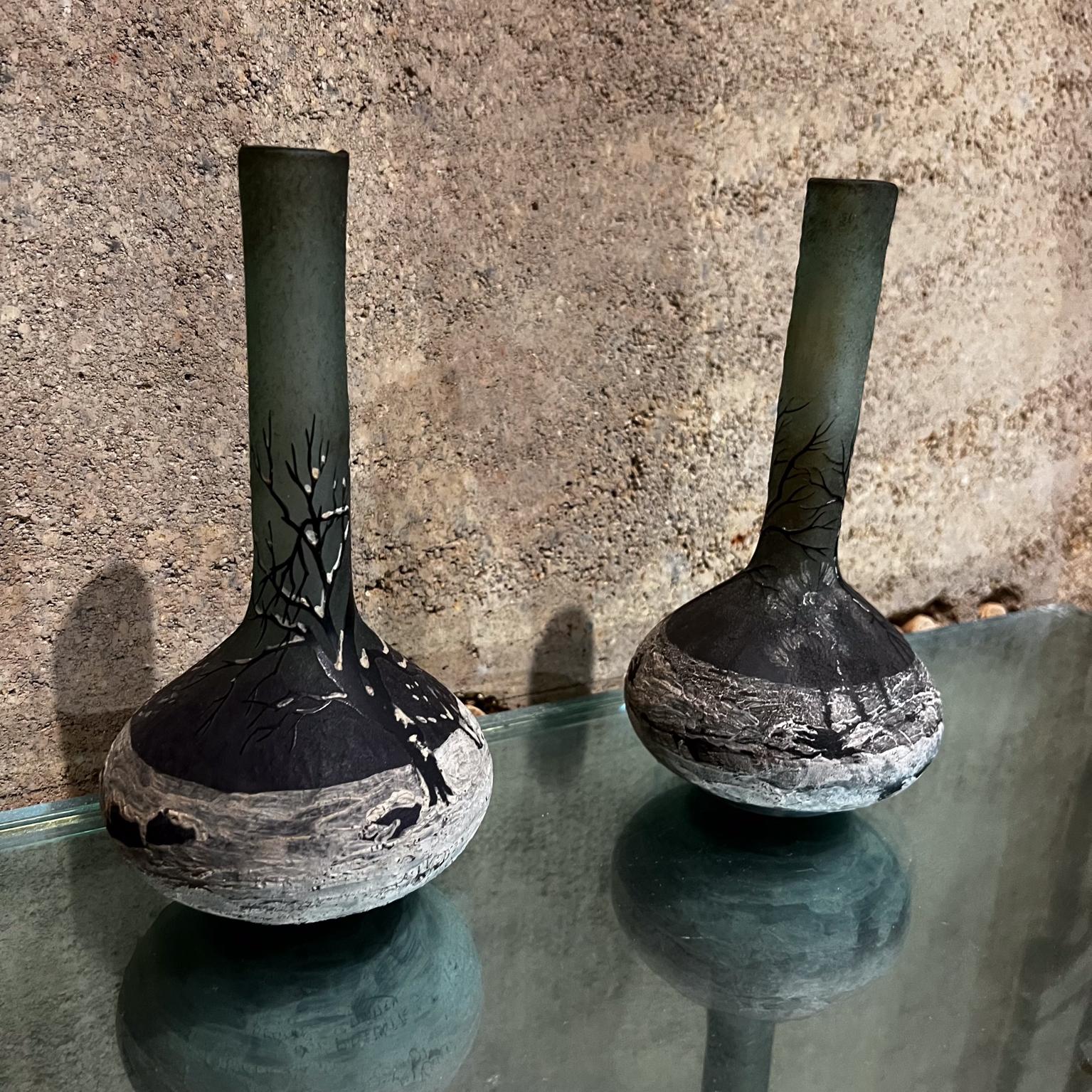 Début du 20ème siècle Vases d'art en verre camée Art déco des années 1920 par Andre Delatte Nancy, France