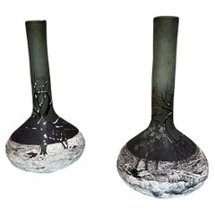 Vases d'art en verre camée Art déco des années 1920 par Andre Delatte Nancy France