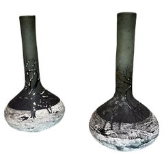 Vases d'art en verre camée Art déco des années 1920 par Andre Delatte Nancy, France
