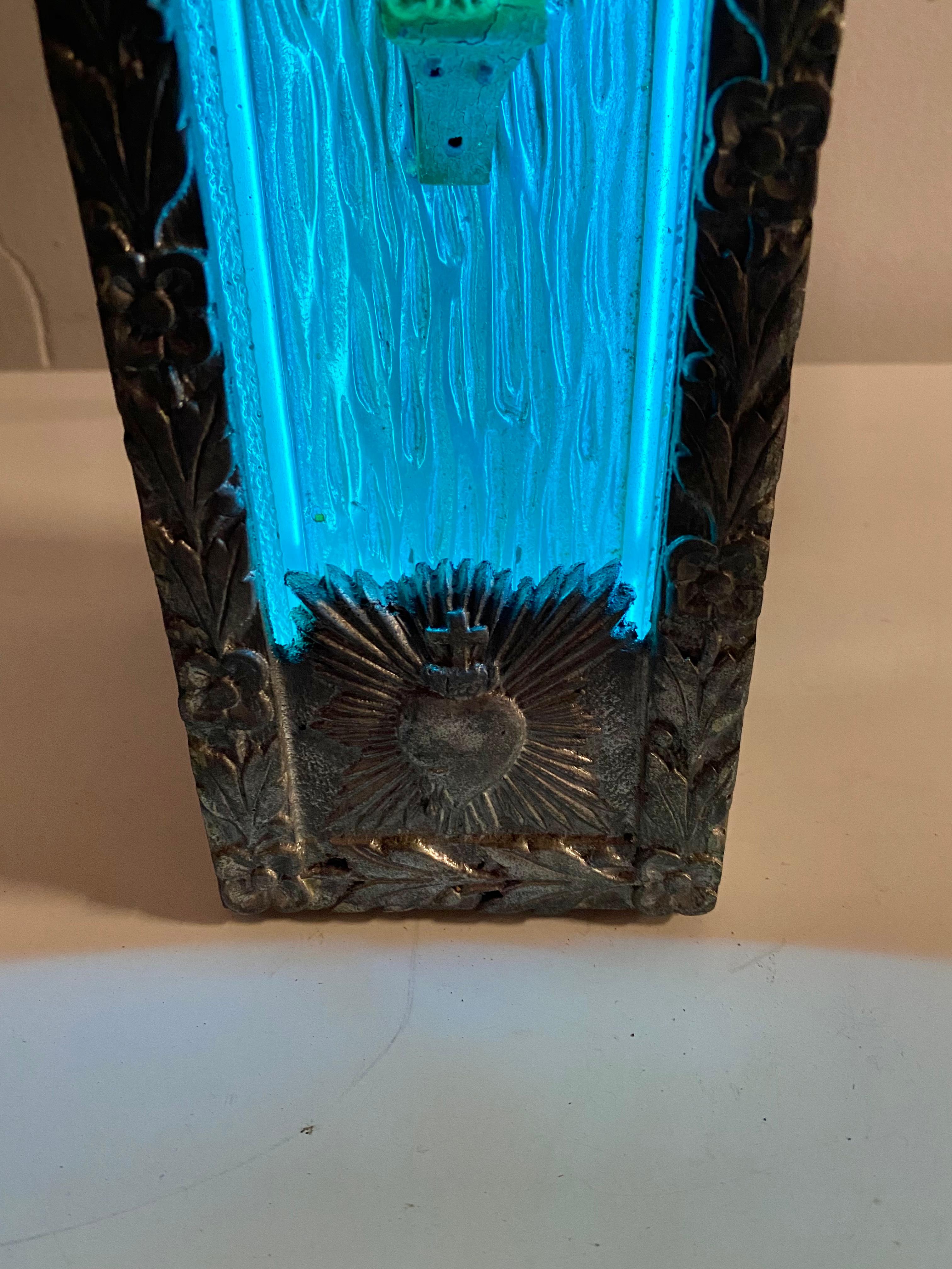 1920s Art Deco Cast Aluminum and Neon Crucifix. In Good Condition In Buffalo, NY
