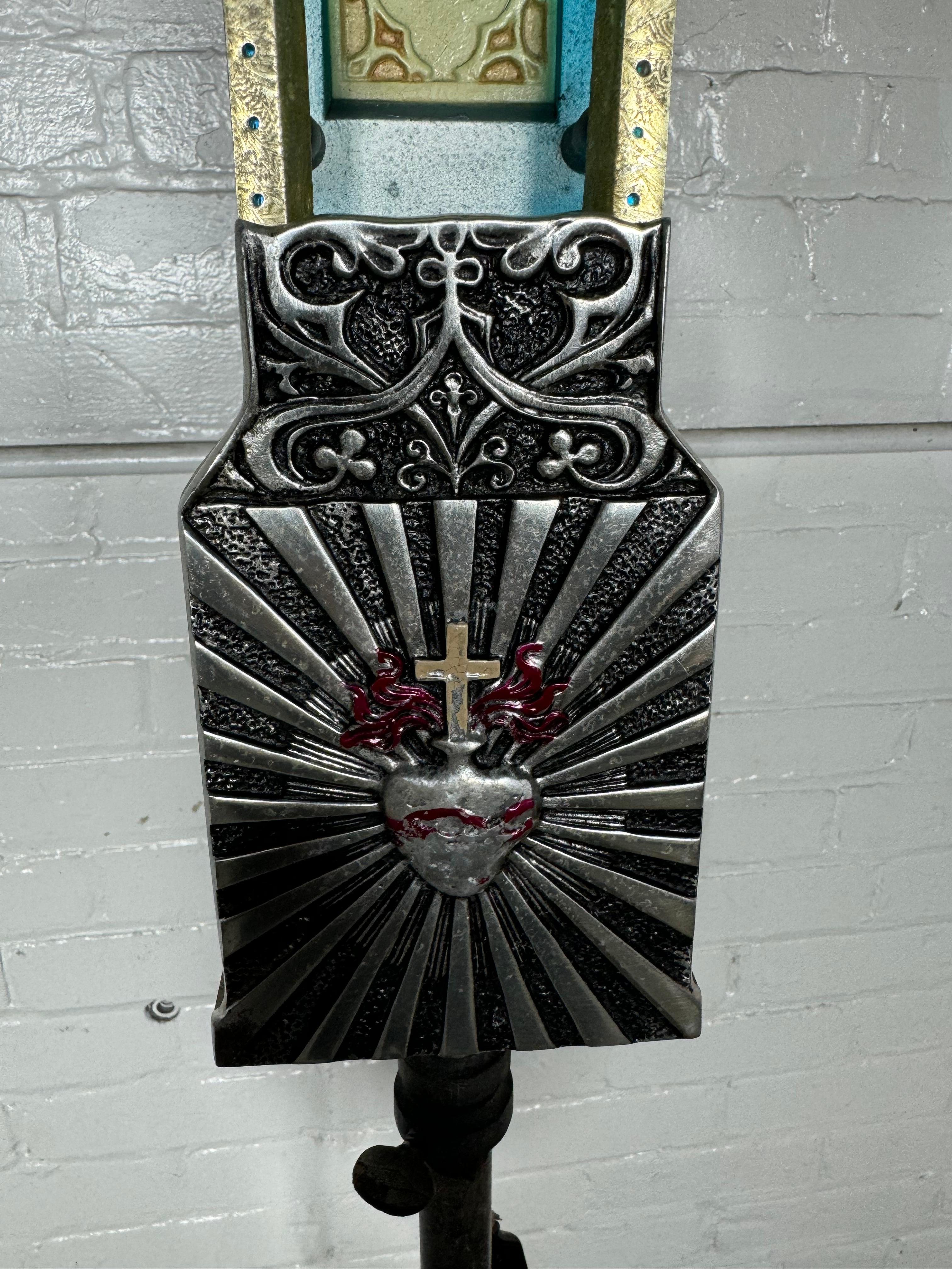 Early 20th Century 1920s Art Deco Cast Aluminum and Neon Crucifix.