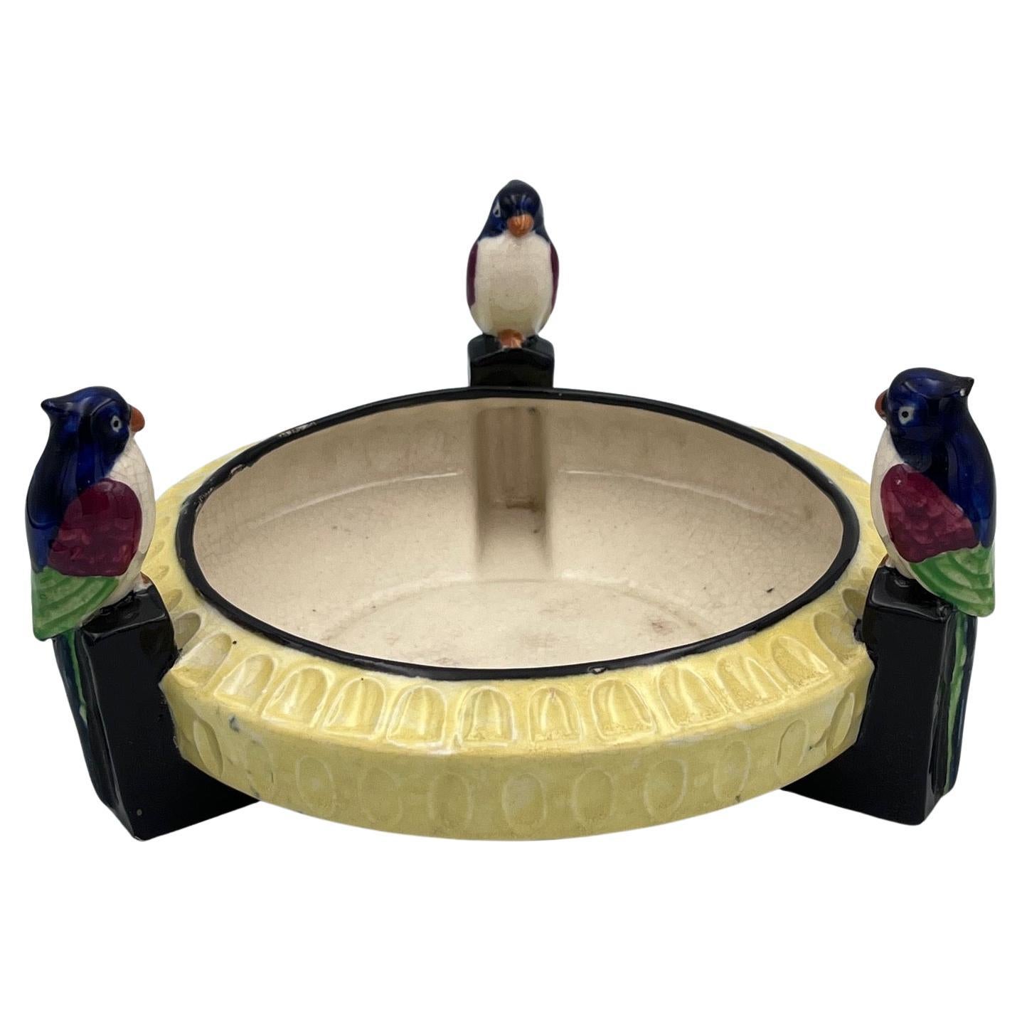 1920's Art Deco Colorful Ceramic Bird Planter