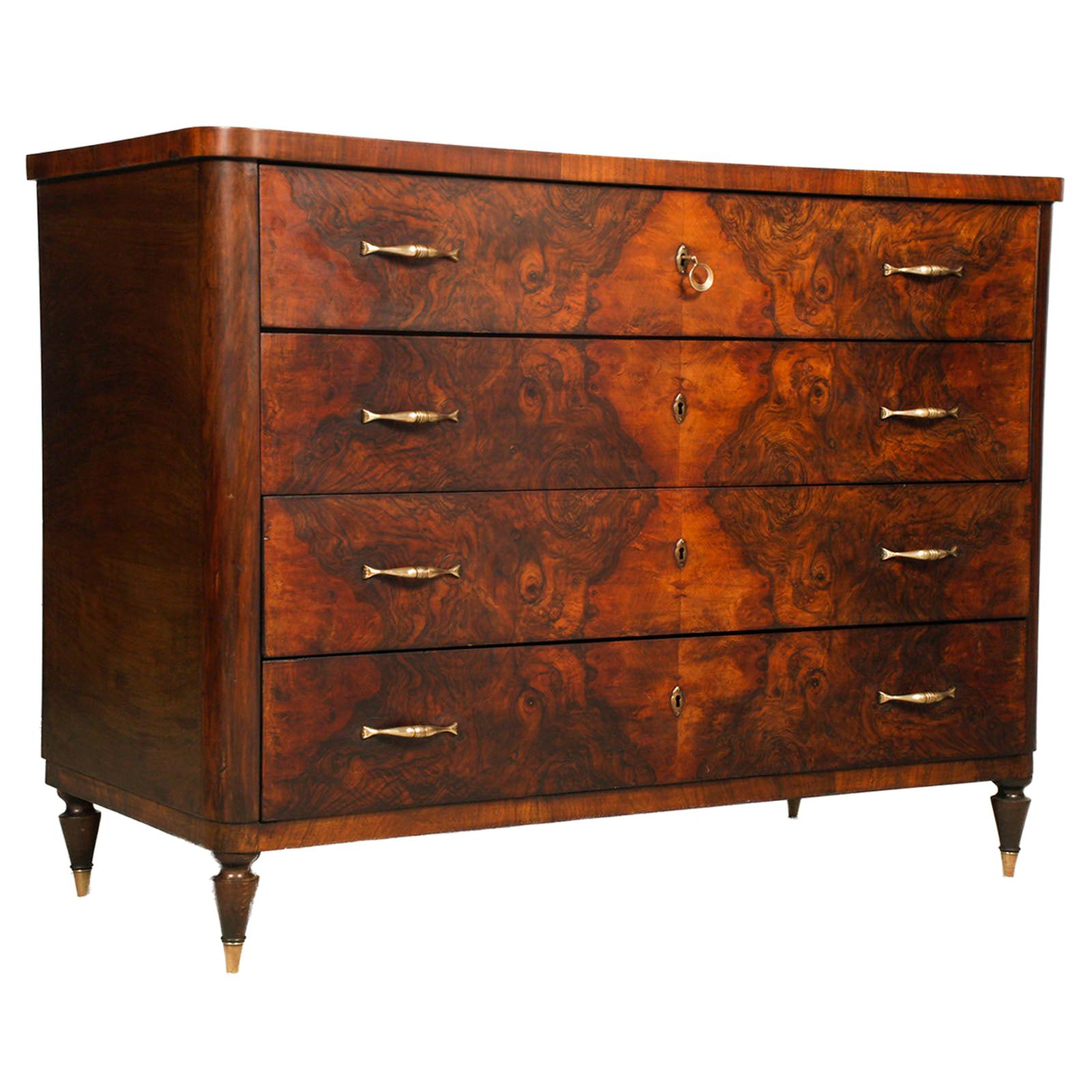 1920s Art Deco Commode by Gaetano Borsani, Burl Walnut, wox-polished 