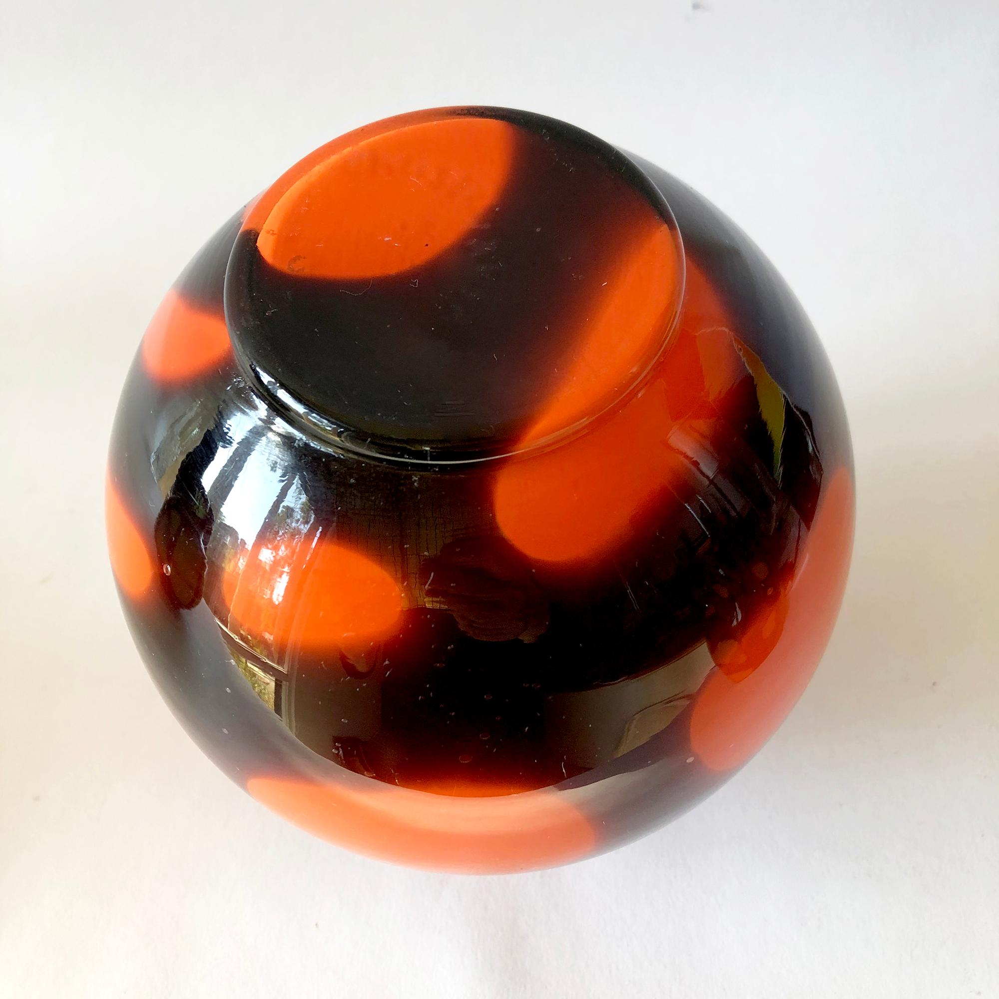 Blown Glass 1920s Art Deco Czechoslovakian Bohemian Webbed Art Glass Ball Vase Collection