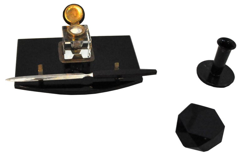 1920s Art Deco Desk Set Made Of Black Marble And Brass For At Black Art Deco Desk Set Made Of Marble And Brass This Wonderful From The
