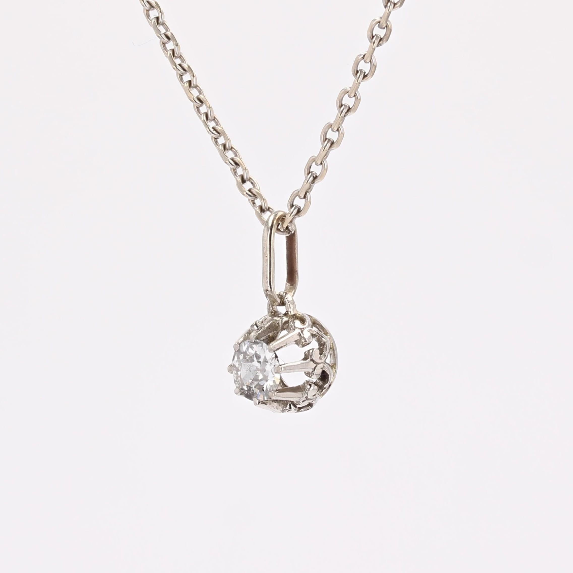 1920er Jahre Art Deco Diamant 18 Karat Weißgold-Anhänger (Brillantschliff) im Angebot