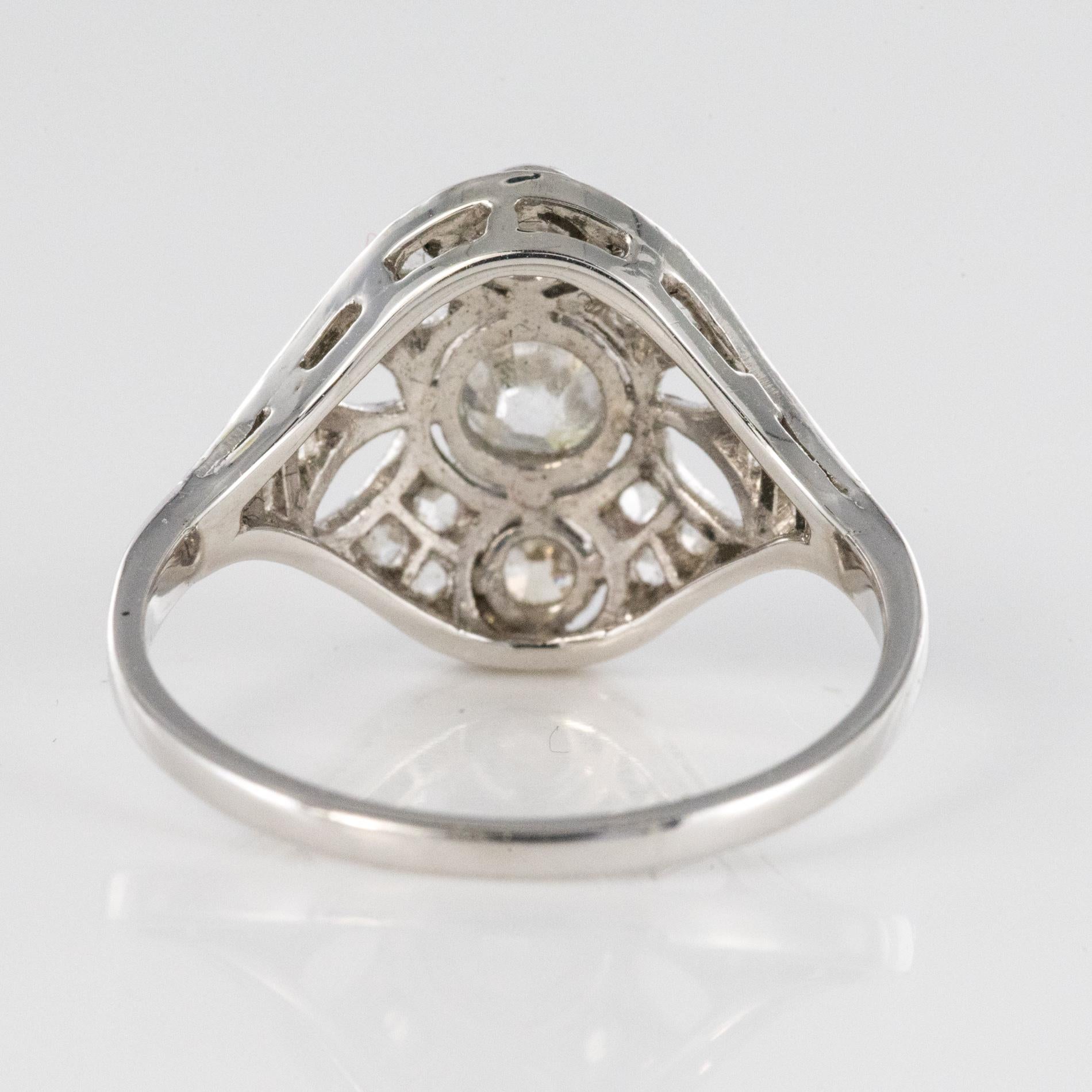 1920s Art Deco Diamond 18 Karat White Gold Ring 9