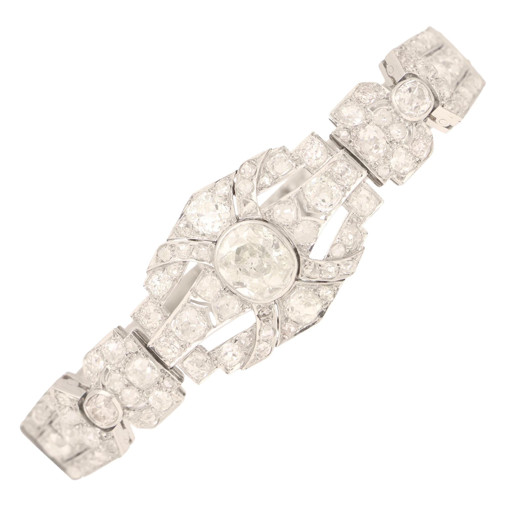1920er Jahre Art Deco Diamantarmband aus Platin im Angebot