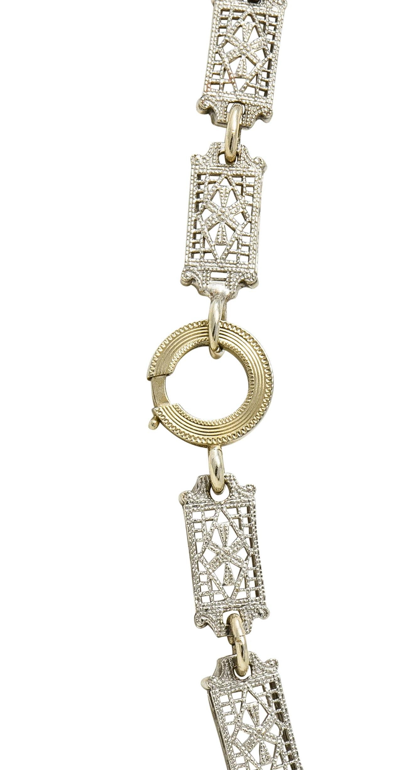 1920s Art Deco Diamond Camphor Glass Platinum Oval Drop Necklace 1