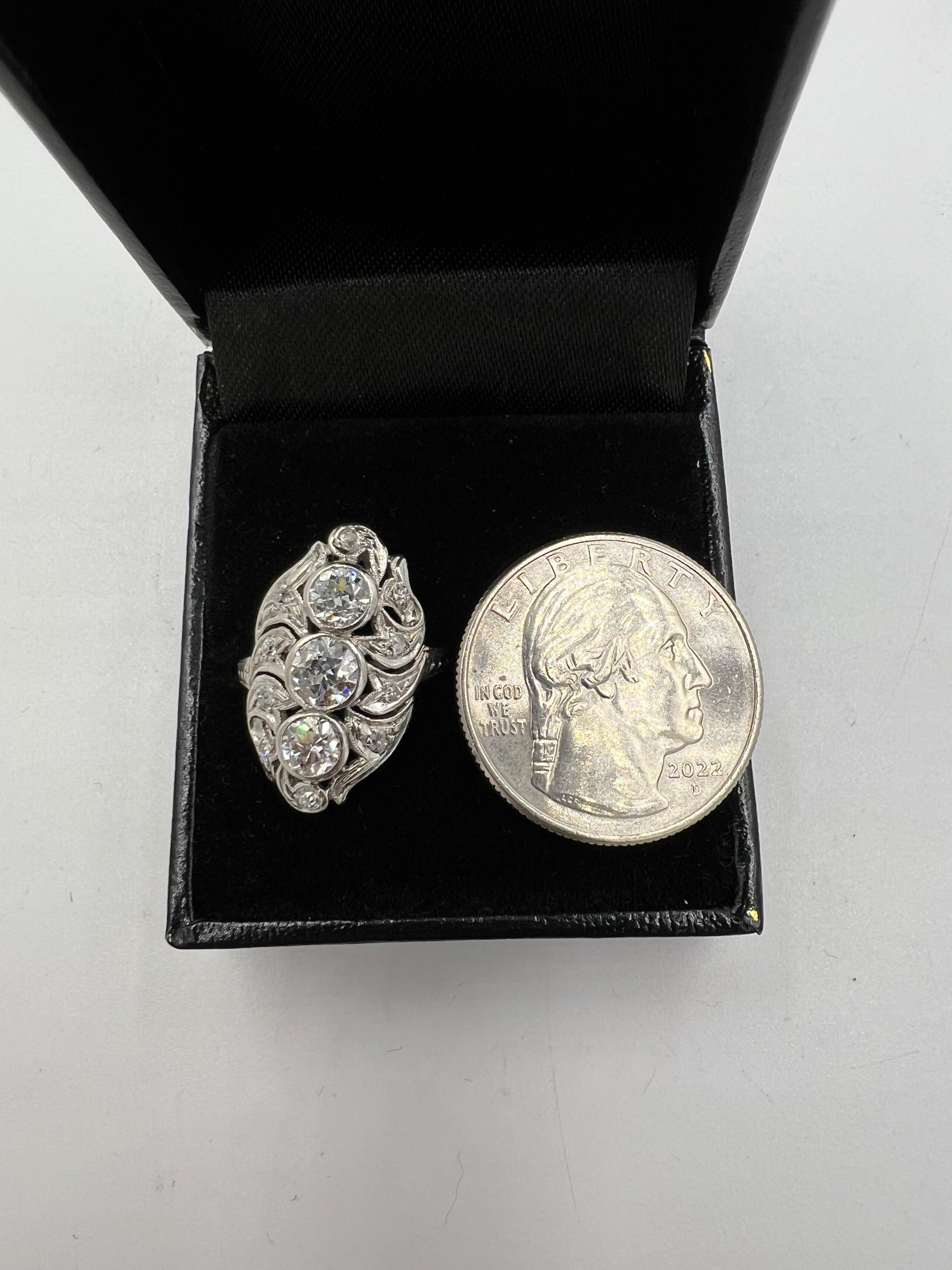 1920s Art Deco Diamond Dinner Ring For Sale 5