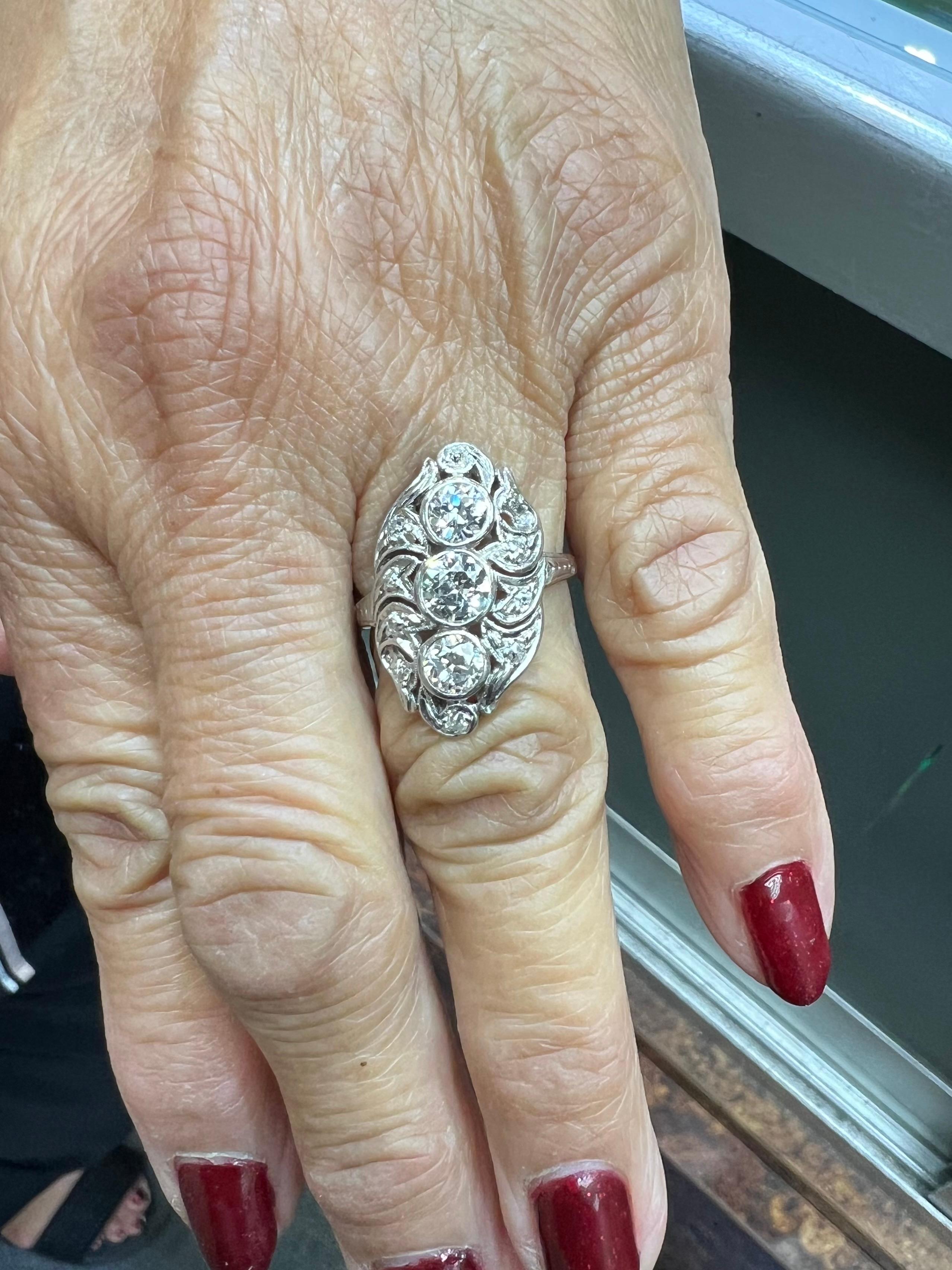 1920s Art Deco Diamond dinner ring.

The 1920s marked a significant period in the evolution of jewelry, particularly with the emergence of Art Deco designs that encapsulated the spirit of the era. Among these, the Art Deco diamond dinner ring stands