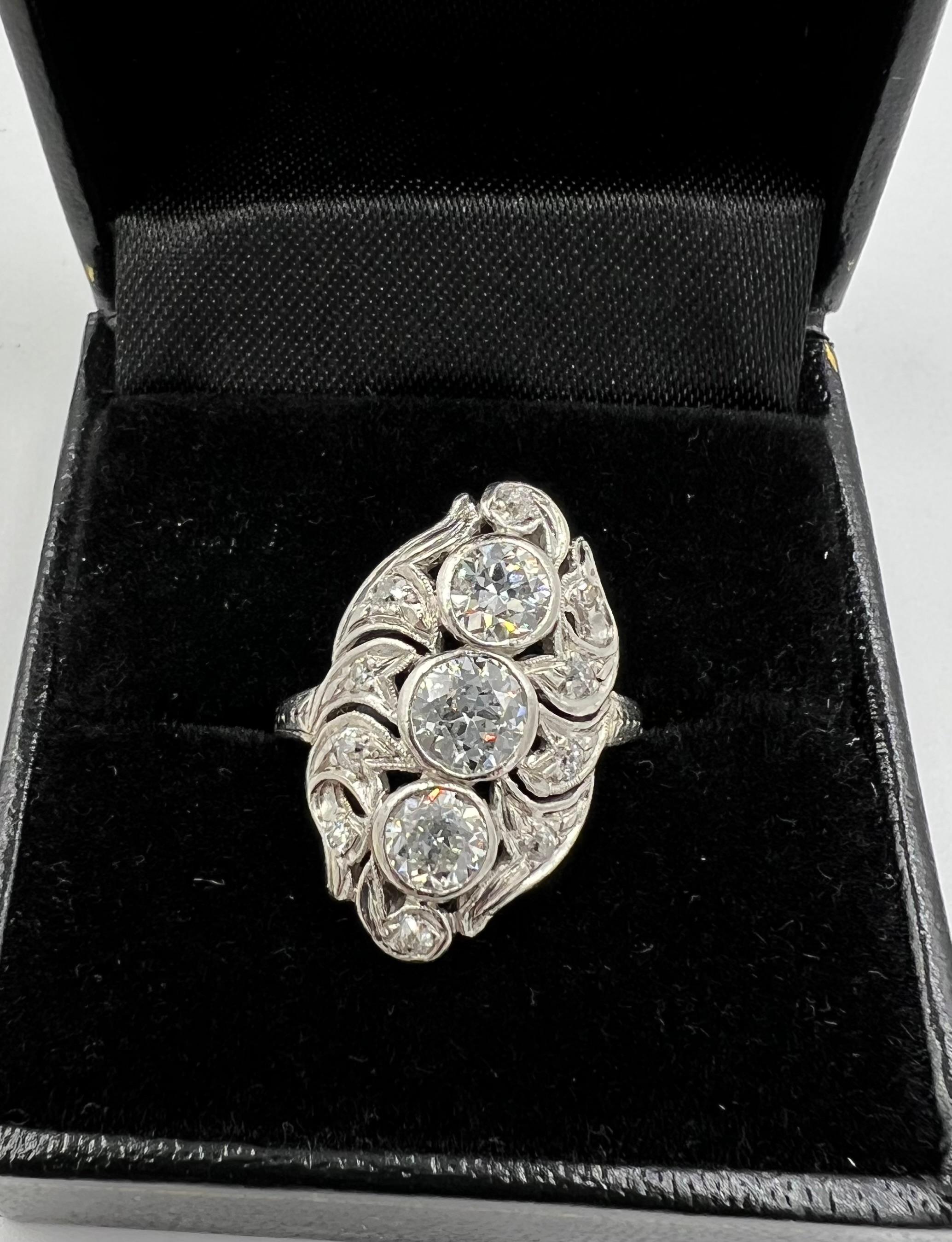 Women's or Men's 1920s Art Deco Diamond Dinner Ring For Sale