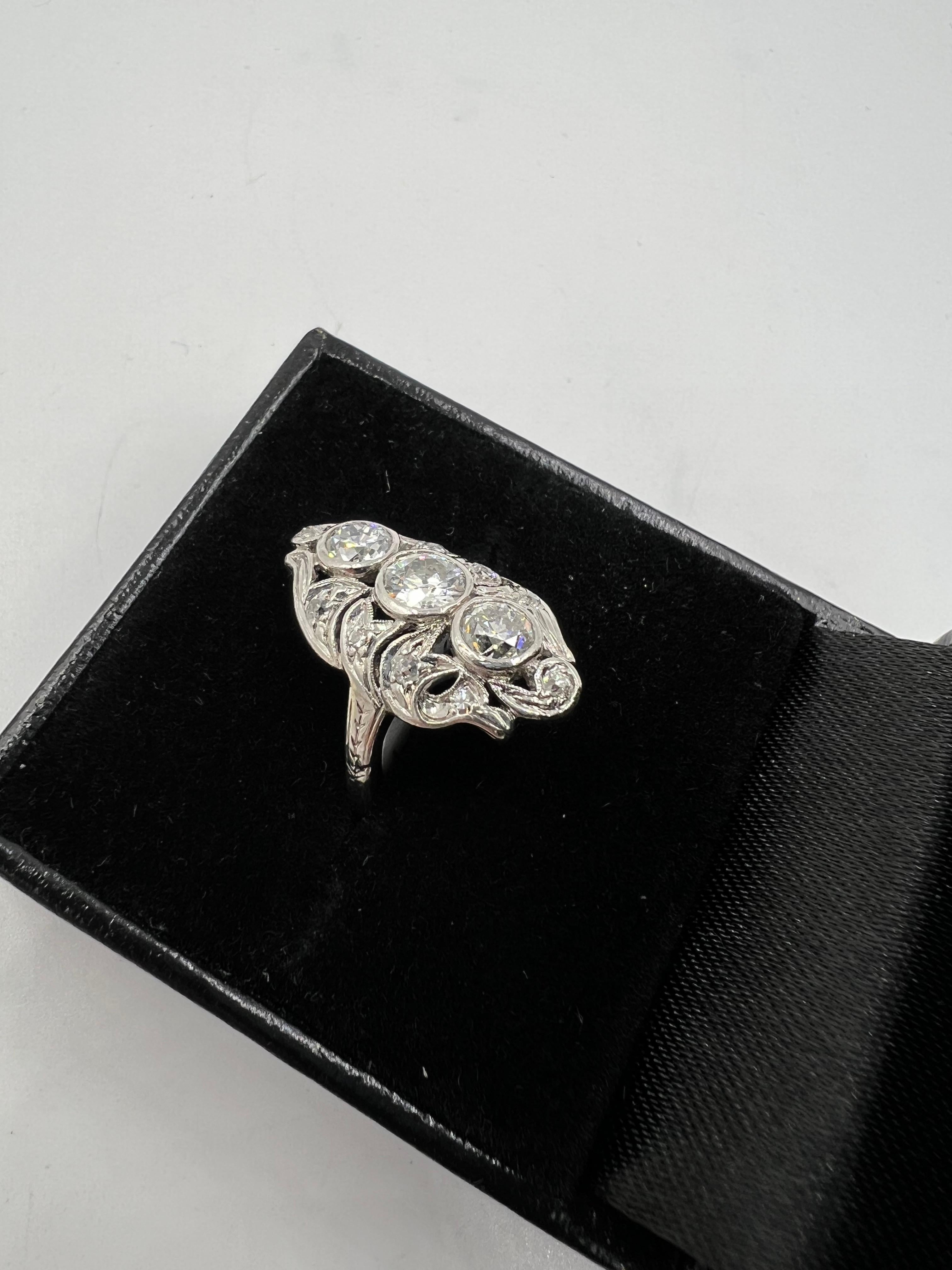 1920s Art Deco Diamond Dinner Ring For Sale 3