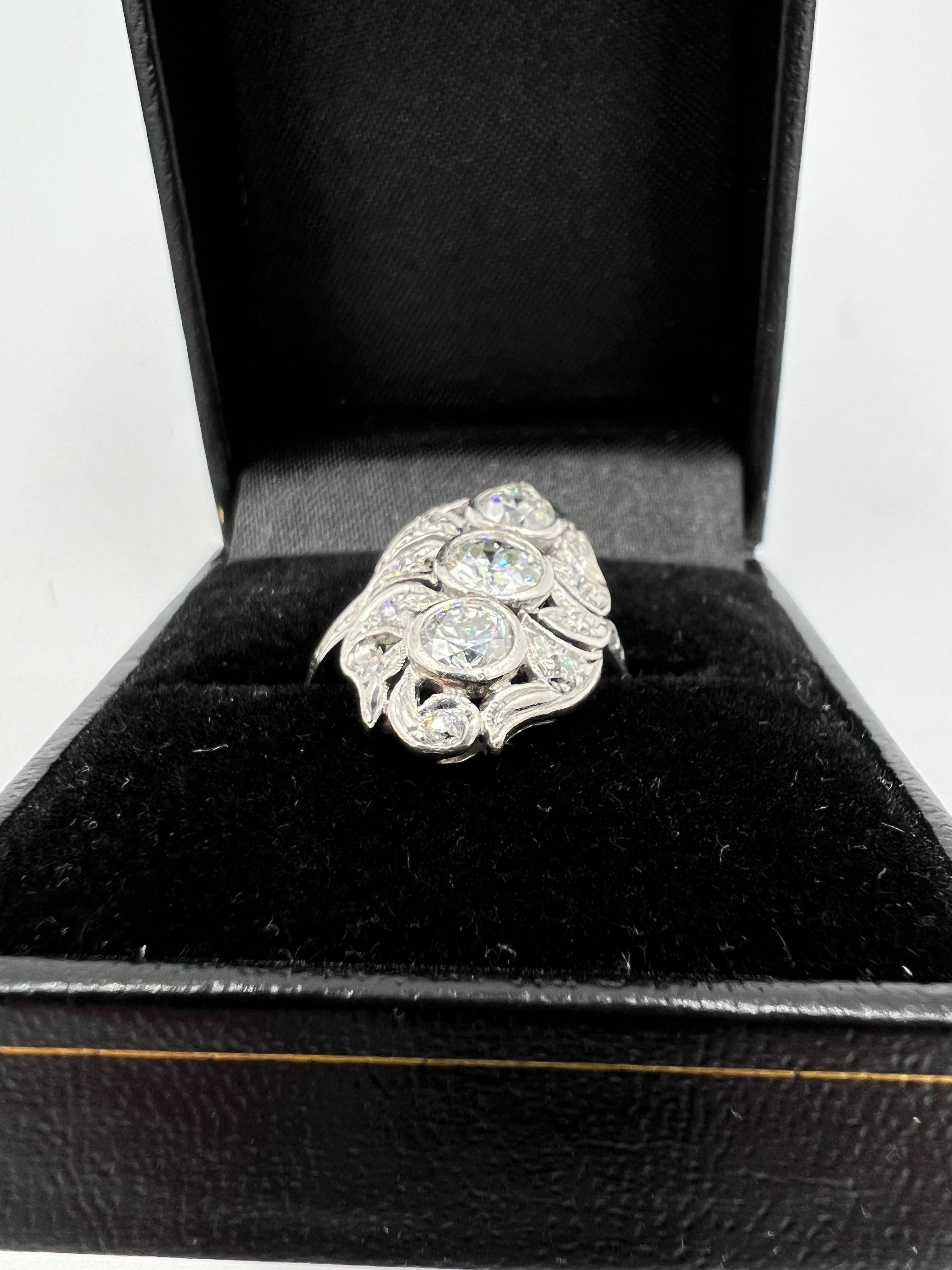 1920s Art Deco Diamond Dinner Ring For Sale 4
