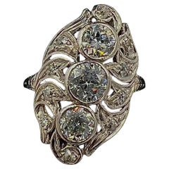 Bague de dîner Art déco 1920 avec diamants