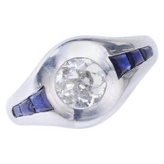 1920s Art Deco Diamond Sapphire Platinum Ring