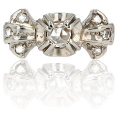 1920s Art Deco Diamonds 18 Karat White Gold Bow Ring