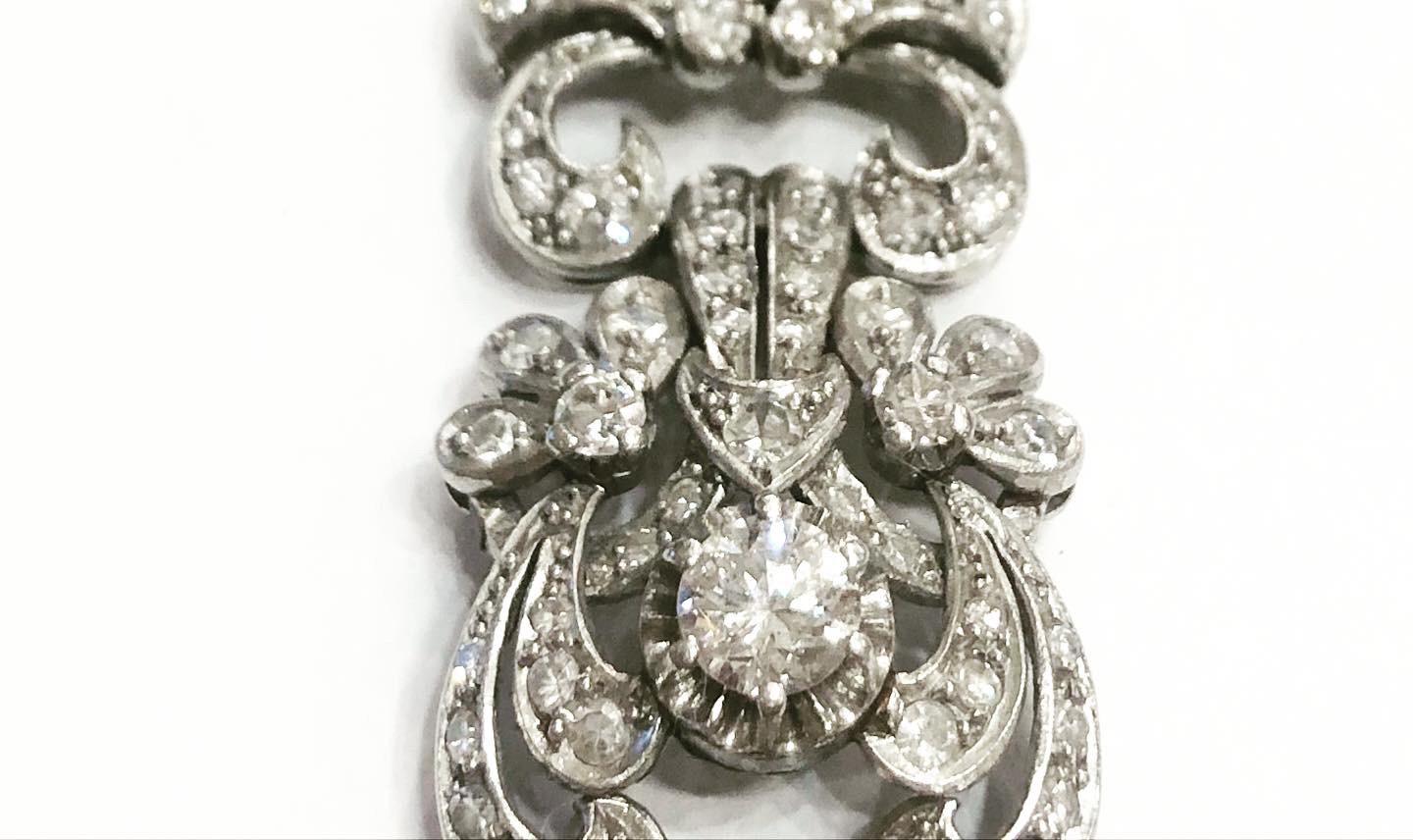 1930s Art Deco 8.7 Carat Diamonds and Platinum Articulated Bracelet 1