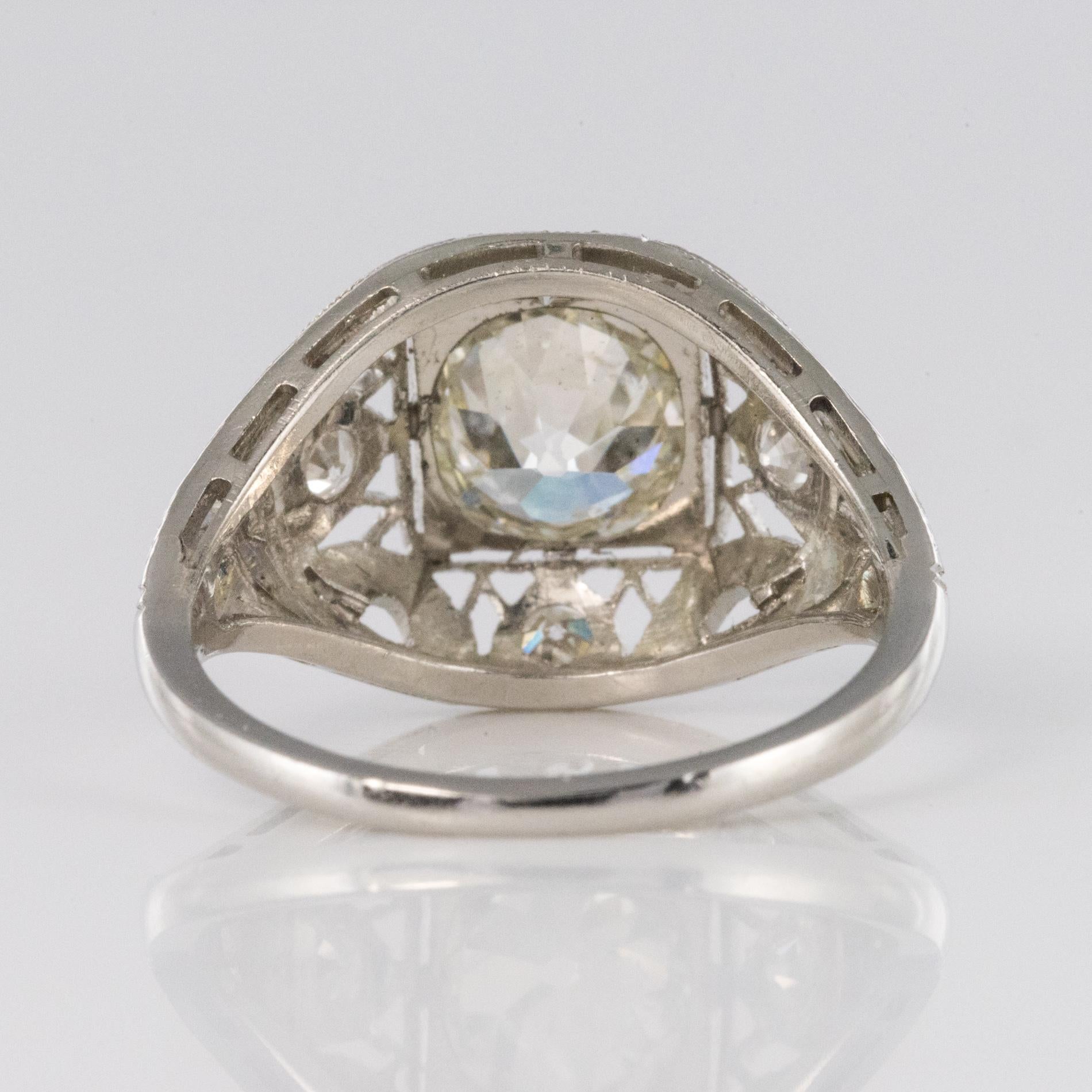 1920s Art Deco Diamonds Platinum Dome Ring For Sale 4