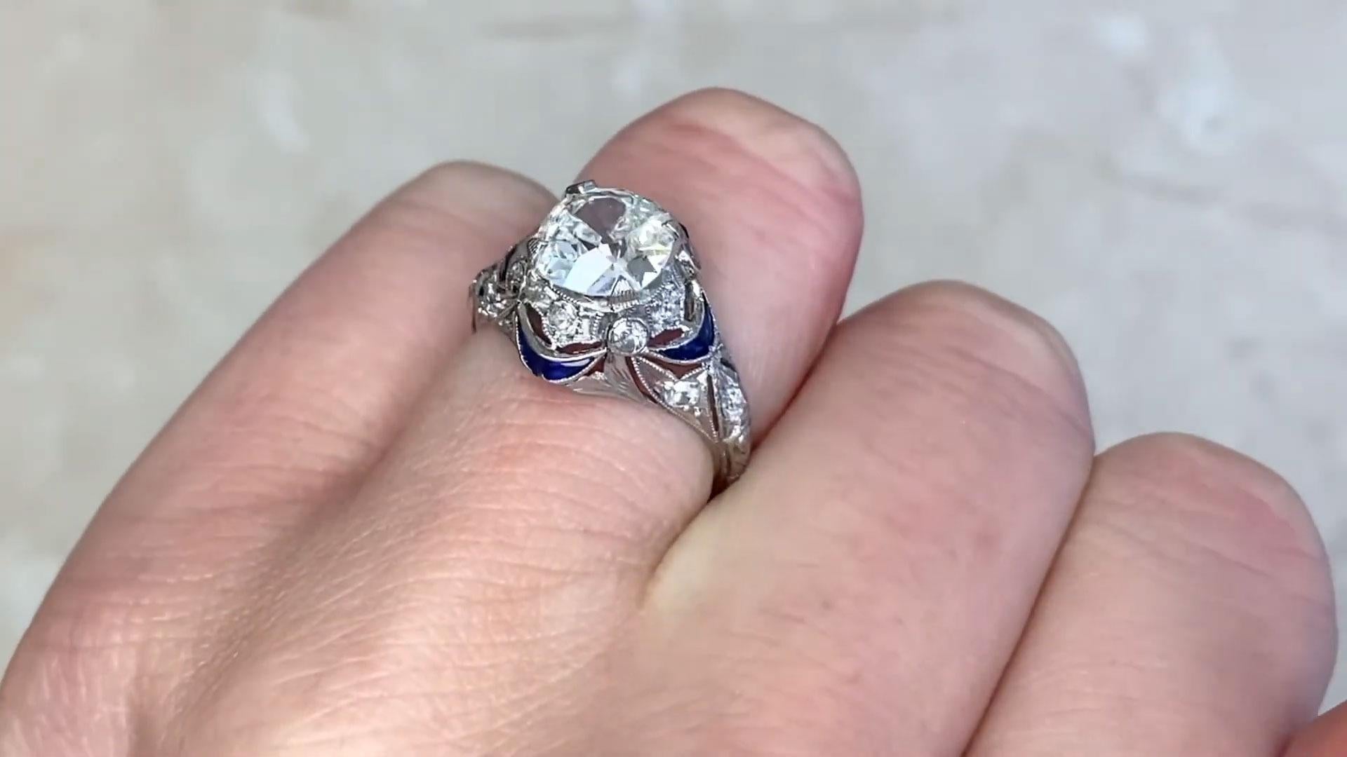 Women's 1920s Art Deco Engagement Ring, Old European Cut Diamond (Approx. 1.40-Carats) For Sale