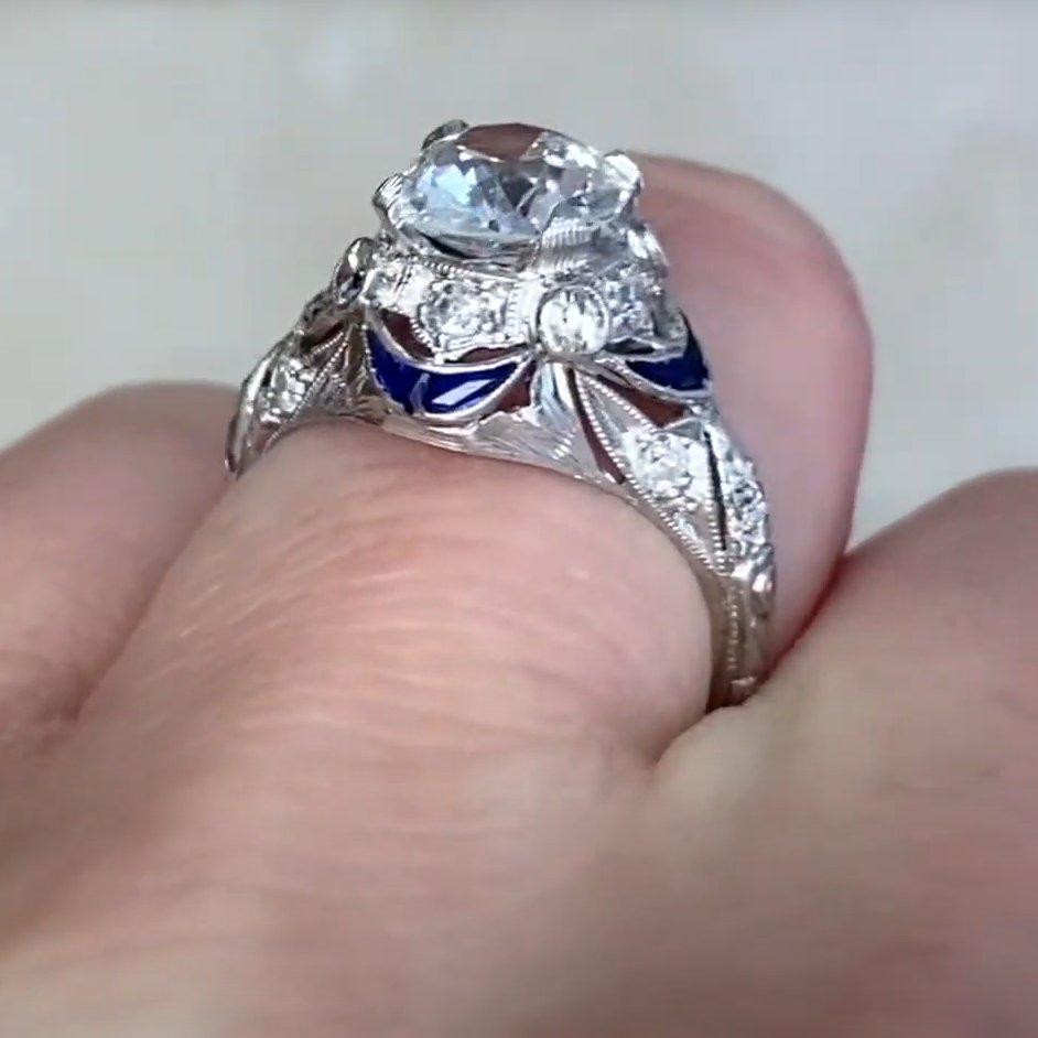 Bague de fiançailles Art déco des années 1920, diamant taille vieille Europe (environ 1,40 carat) Excellent état - En vente à New York, NY