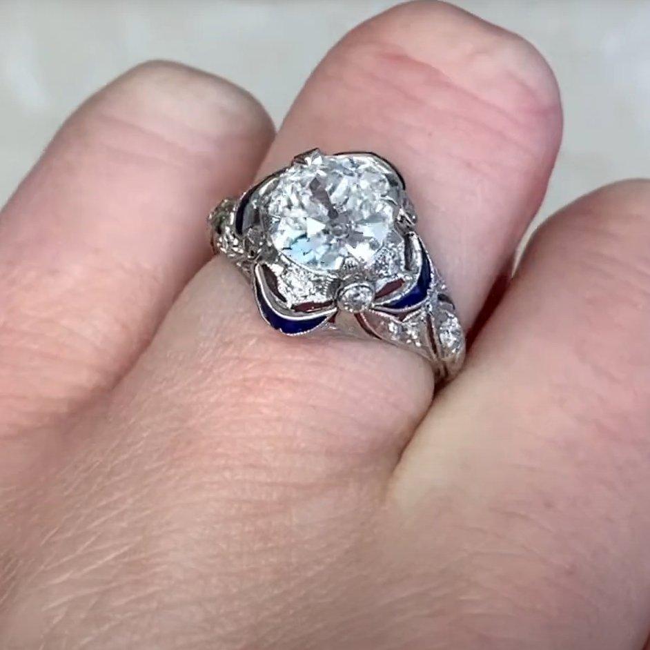Bague de fiançailles Art déco des années 1920, diamant taille vieille Europe (environ 1,40 carat) Pour femmes en vente