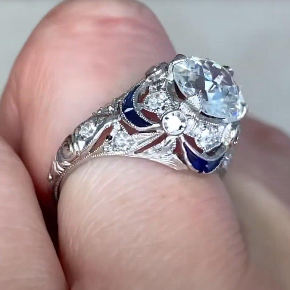 Bague de fiançailles Art déco des années 1920, diamant taille vieille Europe (environ 1,40 carat) en vente 1