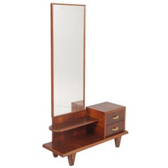 Antique 1920s Art Deco Entry Cabinet, Dressing Table, Walnut, Restored, Wax Polished