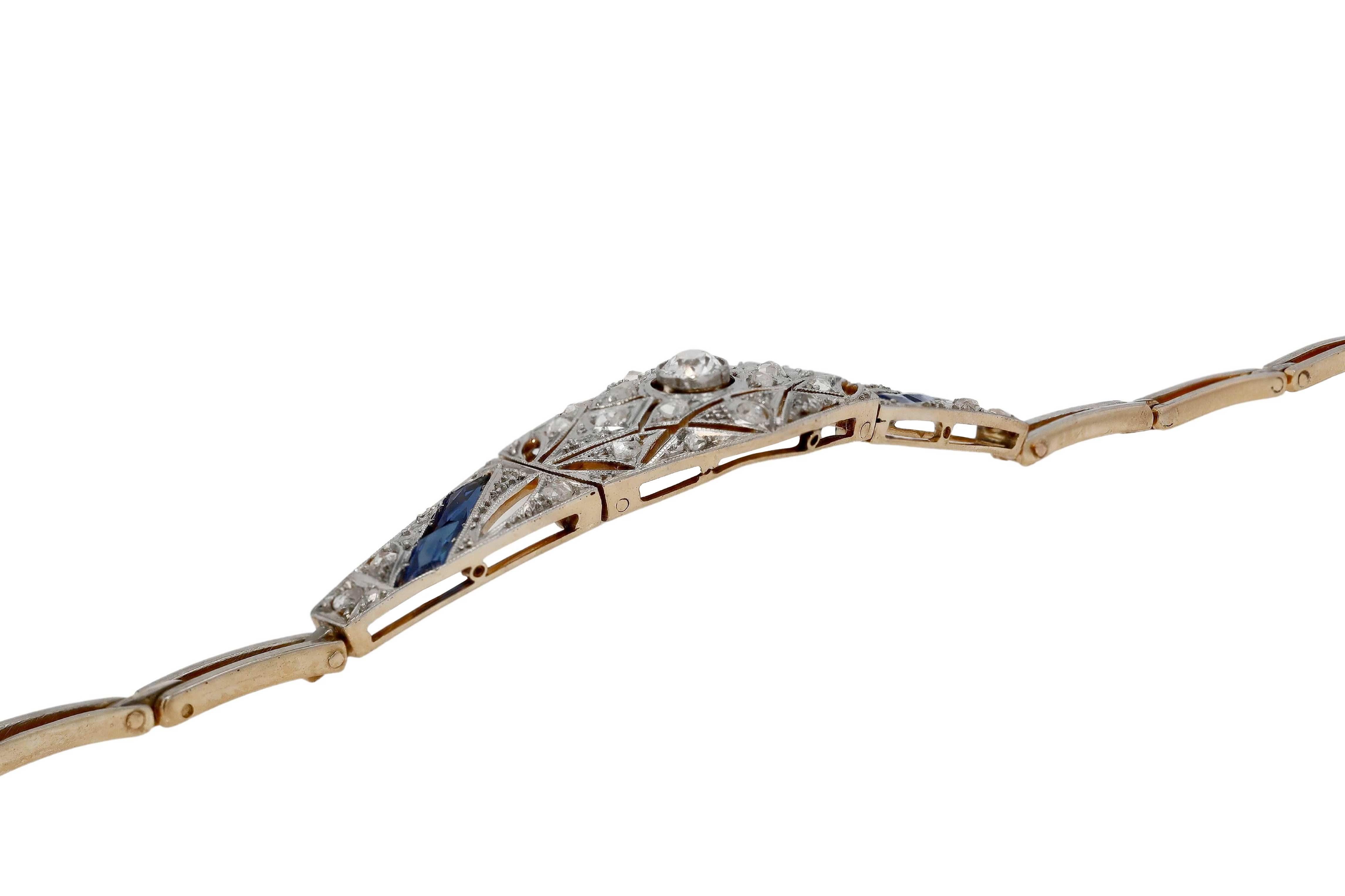 Women's Antique Art Deco Era Sapphire and Diamond Bracelet