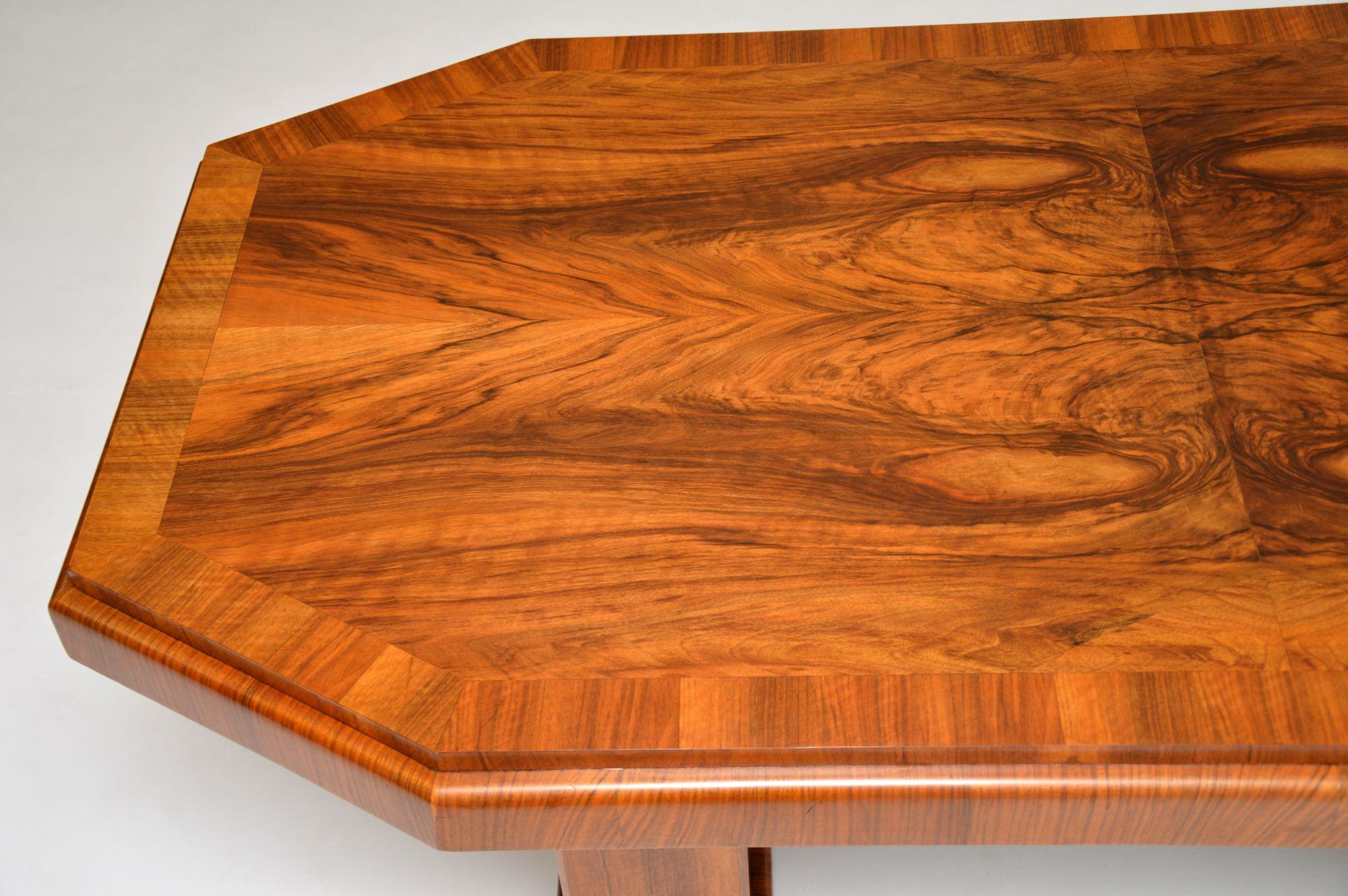 Early 20th Century 1920s Art Deco Figured Walnut Dining Table