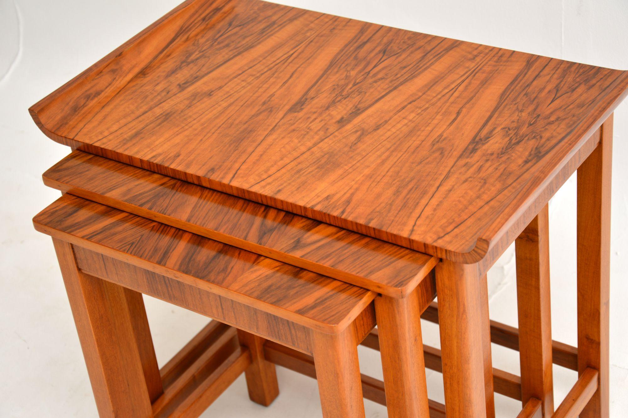 1920's Art Deco Figured Walnut Nest of Tables For Sale 7