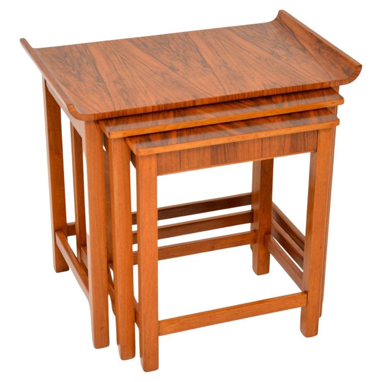1920's Art Deco Figured Walnut Nest of Tables For Sale at 1stDibs