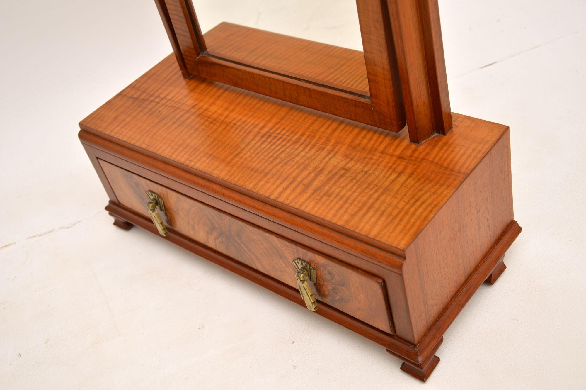 1920s Art Deco Figured Walnut Table Top Mirror For Sale 1