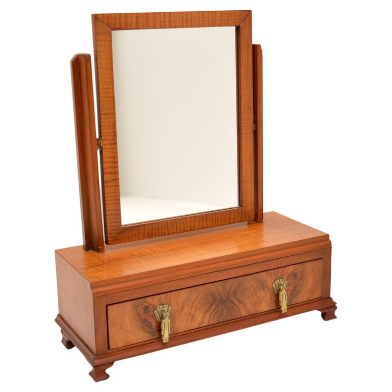 1920's Art Deco Figured Walnut Table Top Mirror For Sale at 1stDibs
