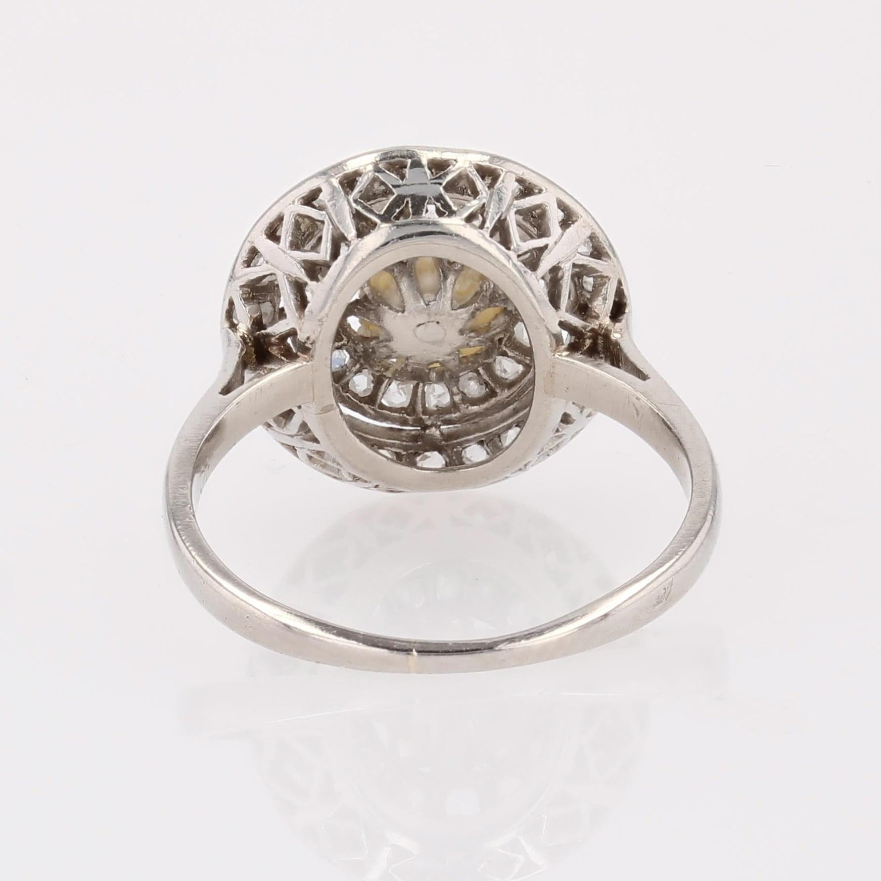 Anello tondo in platino con perle e diamanti Art Deco degli anni '20 in vendita 9