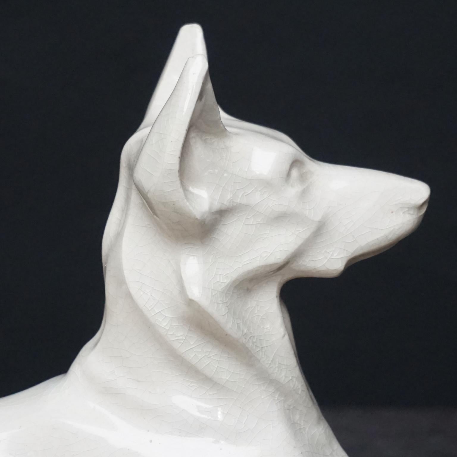 Französische Keramik-Hirschhund-Statue von Charles Louis Eugne Virion aus den 1920er Jahren im Art déco-Stil im Angebot 6