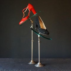 1920s Art Deco French Department Store Chrome and Glass Shoe Display Stands
