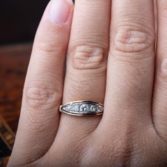 1920's Art Deco French Five Stone Diamond Ring 18K Solid Gold Size 7 US