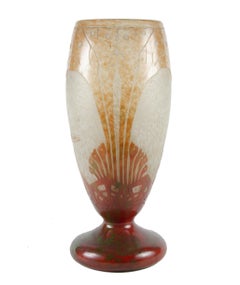 Französische Art Déco-Glasvase mit Algen von Charder für Le Verre Français, 1920er Jahre